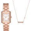 Ceas Dama Michael Kors Emery MK1074SET, Set Pandantiv, Inox, 33mm, Quartz, Analog, Argintiu, Rezistent Apa