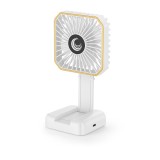 Ventilator portabil de g&Atilde;&cent;t &Egrave;i birou, 3 viteze, suport telefon, usb, pliabil 180&Acirc;&deg;, 14 x 7 cm, alb, din abs