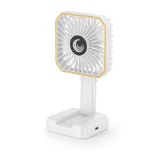 Ventilator portabil de g&Atilde;&cent;t &Egrave;i birou, 3 viteze, suport telefon, usb, pliabil 180&Acirc;&deg;, 14 x 7 cm, alb, din abs