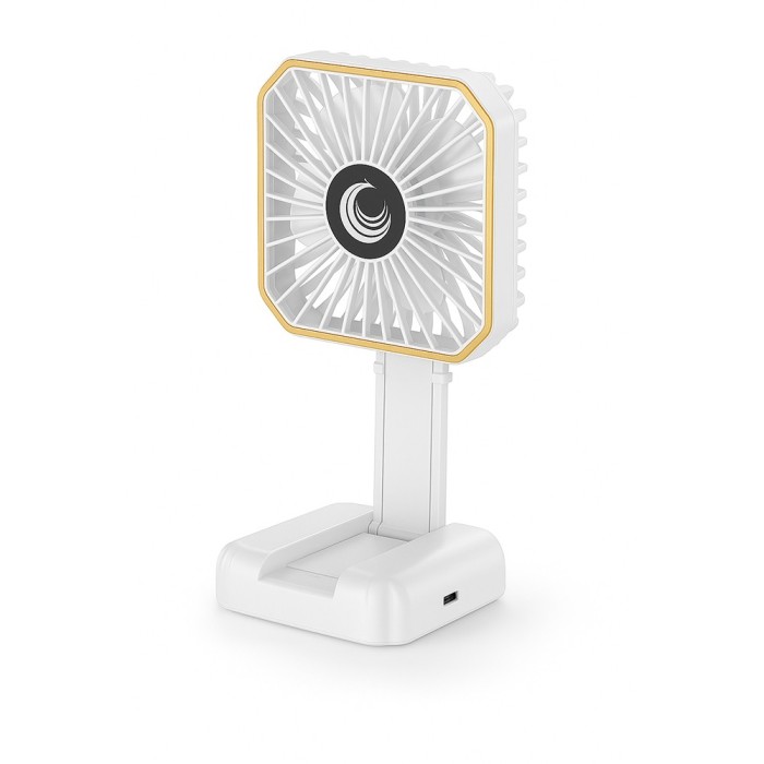 Ventilator portabil de g&Atilde;&cent;t &Egrave;i birou, 3 viteze, suport telefon, usb, pliabil 180&Acirc;&deg;, 14 x 7 cm, alb, din abs