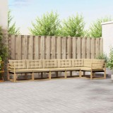 vidaXL Set de canapele de exterior cu pernă 6 pcs Alb și Bej 3388723