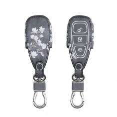 Husa Cheie Auto pentru Ford, 3 Butoane, Keyless Go, Kwmobile, Piele ecologica, Multicolor, 43956.14