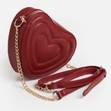Poseta Crossbody in Forma de Inima, Bordo, 20x5x17cm, CMCLASS