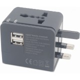 Adaptor Priza Xqisit Travel, EU - UK - USA - AUS, 2 X USB, Negru