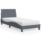 vidaXL Pat cu saltea, gri &icirc;nchis, 80x200 cm, catifea