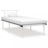 vidaXL Cadru de pat, alb, 90 x 200 cm, metal
