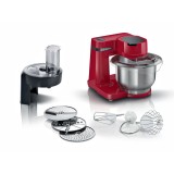 Robot de bucatarie, Bosch, 700W, 4 nivele, Bol de amestecare, Rosu