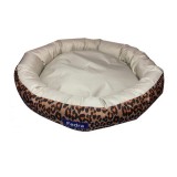Culcus impermeabil pentru caine si pisica, crem, 77 cm, cu margini animal print