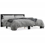 Cadru de pat negru 180x200 cm din lemn prelucrat si metal GartenMobel Dekor, vidaXL
