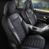 Set Huse Scaune Auto pentru Volkswagen Caddy - Panda Florida, negru gri, 11 piese