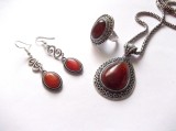 Set Bijuterii Agate: Colier, Cercei &amp; Inel Reglabil - Handmade Fashion
