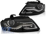 Set de faruri de tuning cu lumini DRL reale, potrivit pentru Audi A4 B8 04.2008-2011 sedan/combinate, stanga si dreapta Performance AutoTuning