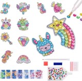 Cumpara ieftin Set 12 autocolante cu diamante de bricolaj, dimensiuni diferite, hartie, rasina, multicolor, 10-14 ani