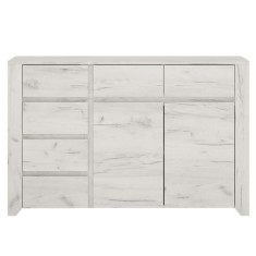 Comoda 6 sertare 2 usi din pal alb craft Angel 119x40x77 cm