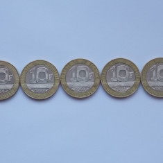 LOT 5 MONEDE DIFERITE 10 FRANCS FRANTA -1988-1992