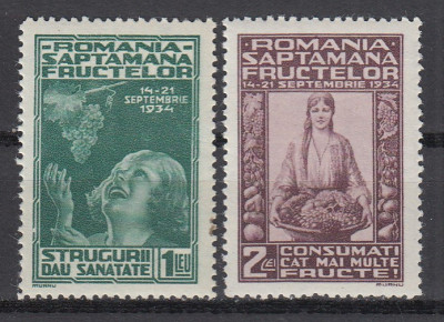 ROMANIA 1934 LP 109 SAPTAMANA FRUCTELOR SERIE MNH foto