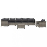 Cumpara ieftin Set mobilier de gradina cu perne, 8 piese, gri, poliratan