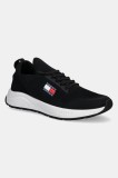 Tommy Jeans sneakers RUNNER KNTITTED bărbați, culoarea negru, EM0EM01555