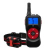 Zgarda Dresaj Caini Profesionala, Electrostimulare, Antilatrat, Rezistenta Apa, Raza 800m, Curea Textila, Rosu