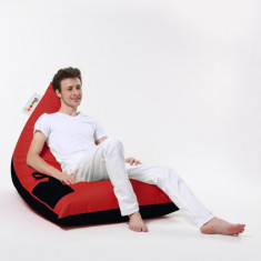 Fotoliu puf, Bean Bag Ferndale, Pyramid Double Color, 145 cm, poliester impermeabil, rosu/negru