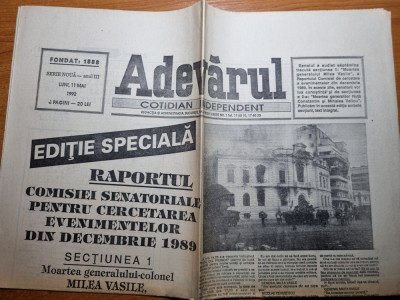 ziarul adevarul 11 mai 1992-editie speciala,revolutia romana foto