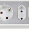 Prelungitor pentru perete colt Brennenstuhl Estilo 6 prize, 2 USB, 3.1 A, 2m Inox, Adeziv inclus, Argintiu-Alb