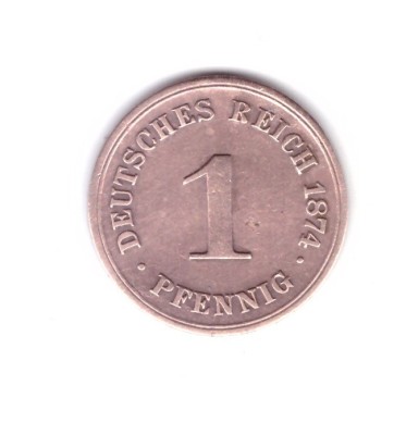Moneda Germania 1 pfennig 1874 B, stare buna, curata foto