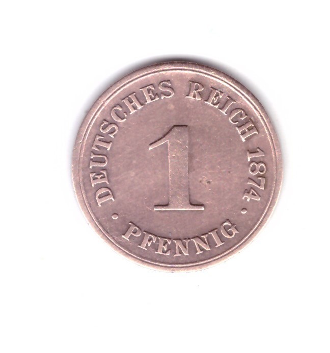 Moneda Germania 1 pfennig 1874 B, stare buna, curata