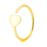 Piercing din aur galben 14K - conturul unui inel finisat cu inima plată