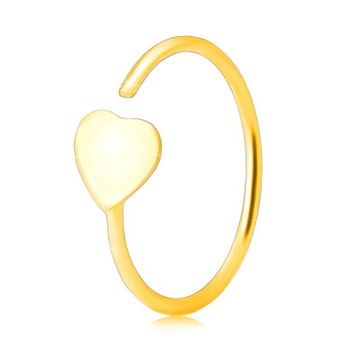 Piercing din aur galben 14K - conturul unui inel finisat cu inima plată foto