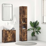vidaXL Dulap de baie, stejar fumuriu, 30x30x183,5 cm, lemn prelucrat
