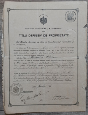 Titlu definitiv de proprietate Seremet, Pazarlia, Constanta 1914 foto