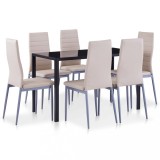 vidaXL Set mobilier de bucătărie, 7 piese, cappuccino