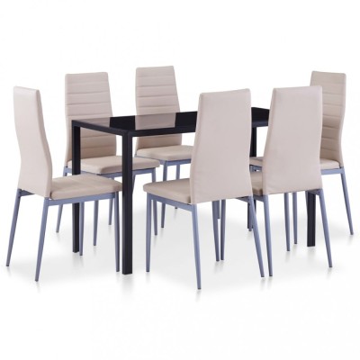 vidaXL Set mobilier de bucătărie, 7 piese, cappuccino foto