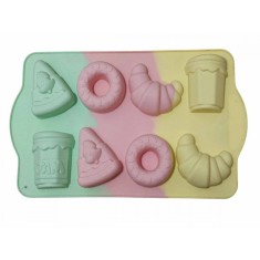 Forma din silicon pentru prajituri si tarte, diverse modele, termorezistenta, 8 cavitati, 532COF