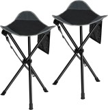 Set 2 scaune pliabile, Cu spatiu depozitare, Negru - CN