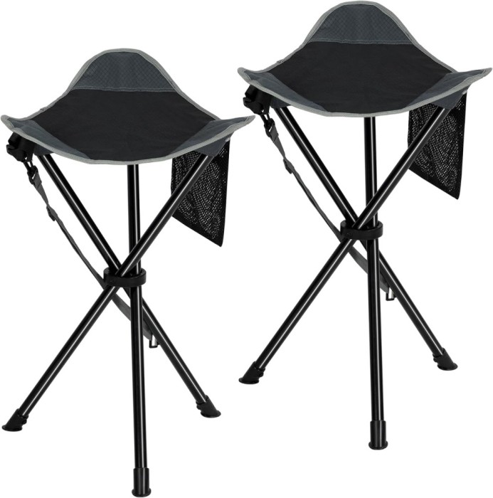 Set 2 scaune pliabile, Cu spatiu depozitare, Negru - CN