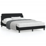 Cadru de pat cu tablie, negru, 140x190 cm, textil GartenMobel Dekor, vidaXL