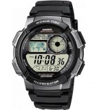 Casio World Time Illuminator Digital Men&#039;s Watch 44mm Chronograph Automatic with Black Rubber Strap AE-1000W-1BVEF