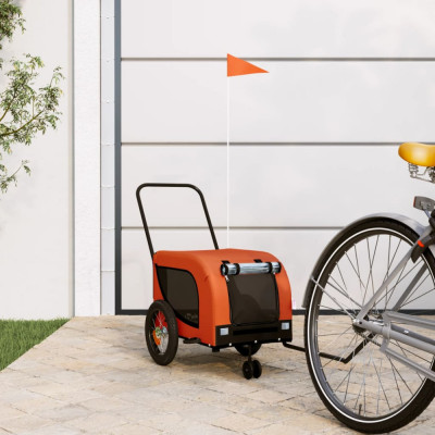 vidaXL Remorcă bicicletă animale companie portocaliu/negru oxford/fier foto