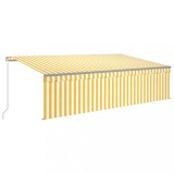 Copertina retractabila manual cu stor&amp;LED, galben&amp;alb, 5x3 m