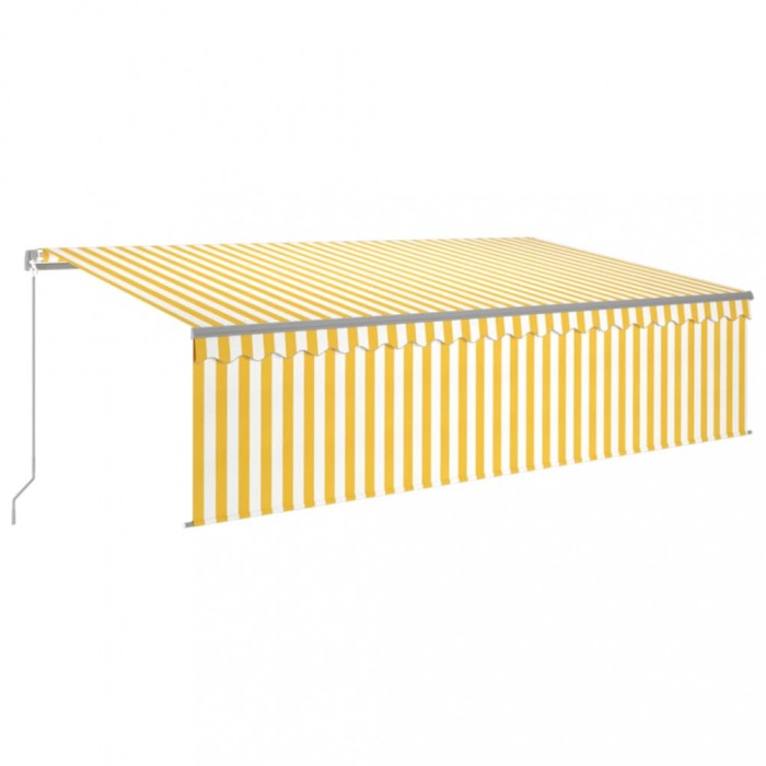 Copertina retractabila manual cu stor, galben&amp;alb, 5x3 m