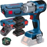 Bosch GDS 18V-450 PC + 0615990L1R - Masina de insurubat cu impact patrat 1/2 inch 450 Nm M10-M20 valiza speciala accesorii + Set 3 acumulatori si inca