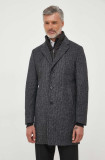 Cumpara ieftin BOSS palton din lana culoarea negru, de tranzitie