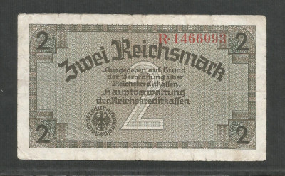 GERMANIA NAZISTA 2 MARCI REICHSMARK 1940 [32] P- 137a , 7 cifre , Litera R foto
