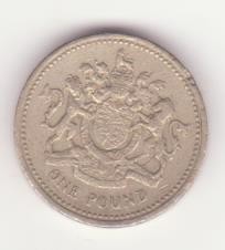 Marea Britanie 1 Pound 1993, comemorativă, an unic de batere- Elizabeth II 3rd portrait; Royal Arms