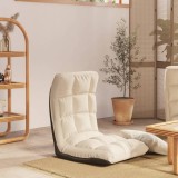 Scaun de podea pliabil, crem, material textil