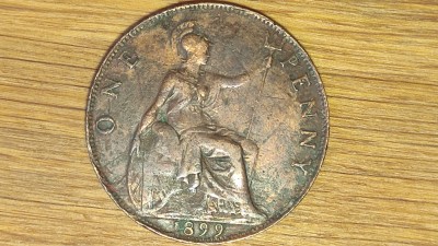 R10 Marea Britanie -moneda fals de epoca- 1 penny 1899 / 1901 fals mule - ultra rar! foto