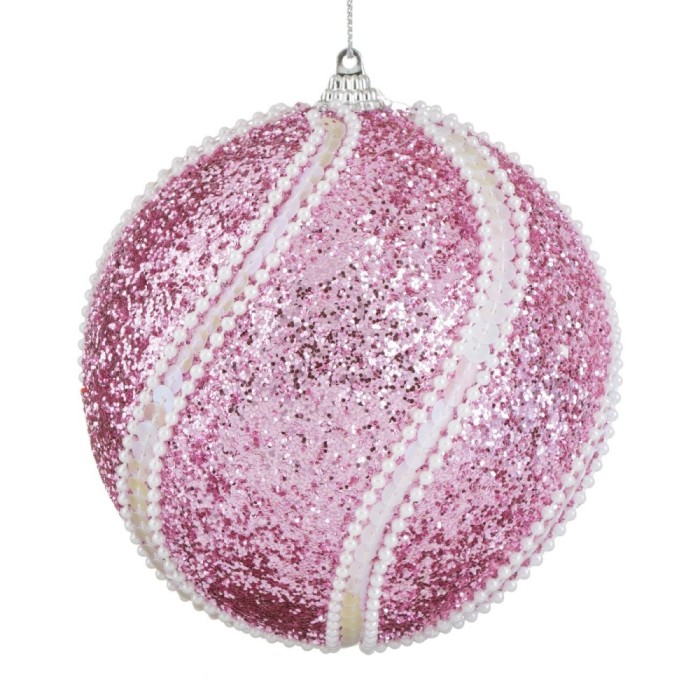 Glob Crăciun, Individual, Roz, Diametru 12CM, Paiete