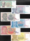 Set Iugoslavia 10 + 100 + 1000 + 5000 + 50000 + 500000 dinari dinara 1994, Europa